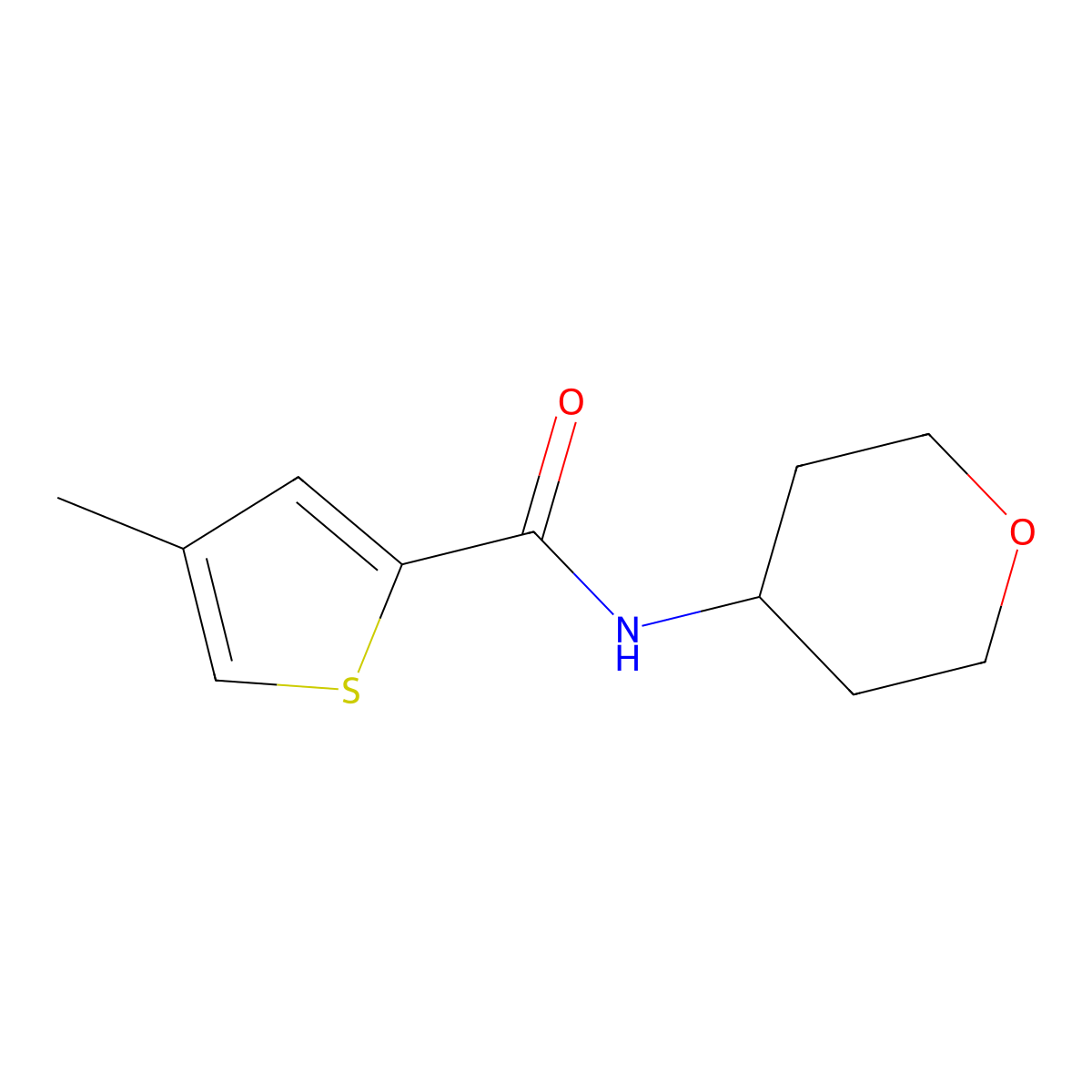 4-methyl-N-(oxan-4-yl)thiophene-2-carboxamide molecular structure, CAS 1881070-55-8