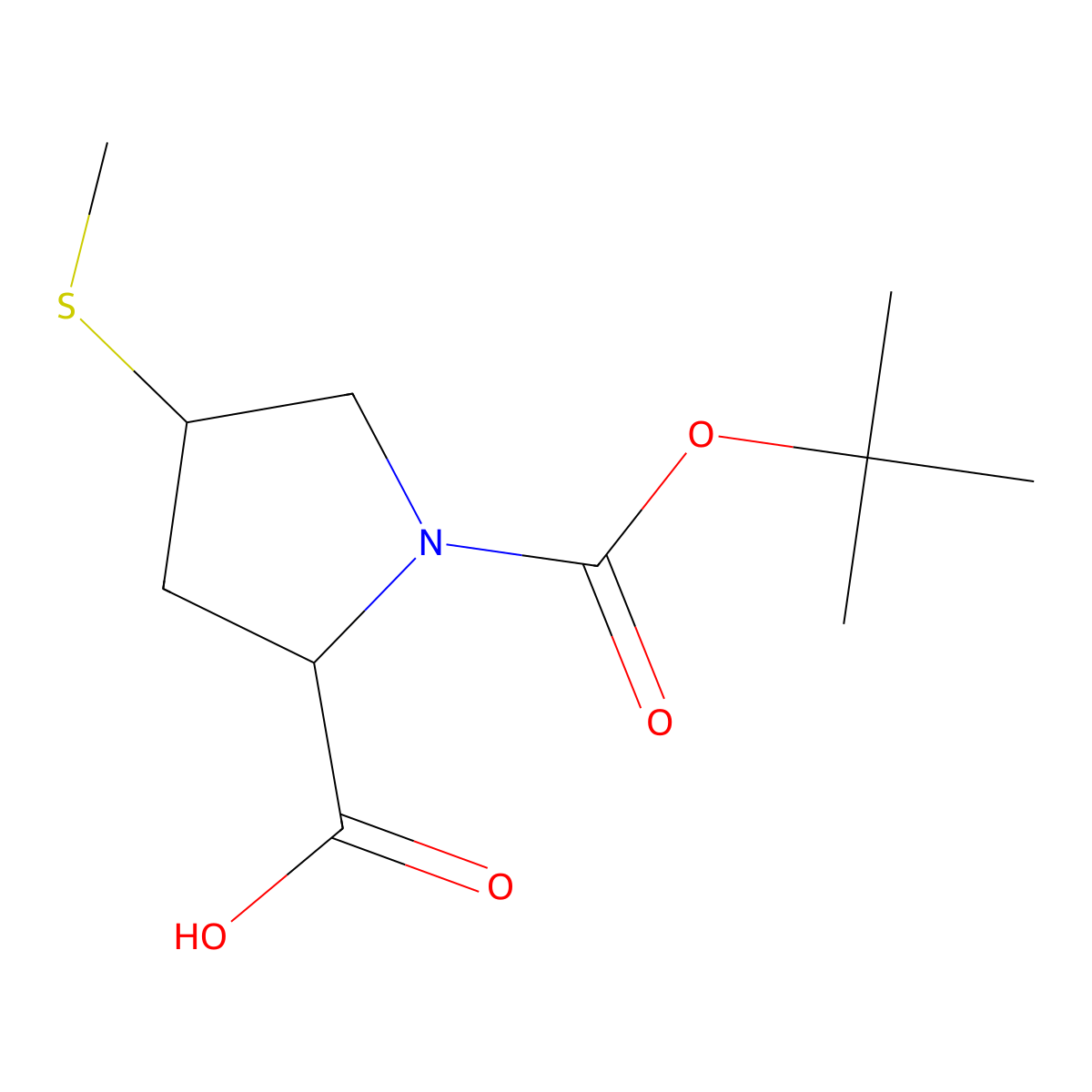 1-[(2-Methylpropan-2-yl)oxycarbonyl]-4-methylsulfanylpyrrolidine-2-carboxylic acid molecular structure, CAS 188109-89-9