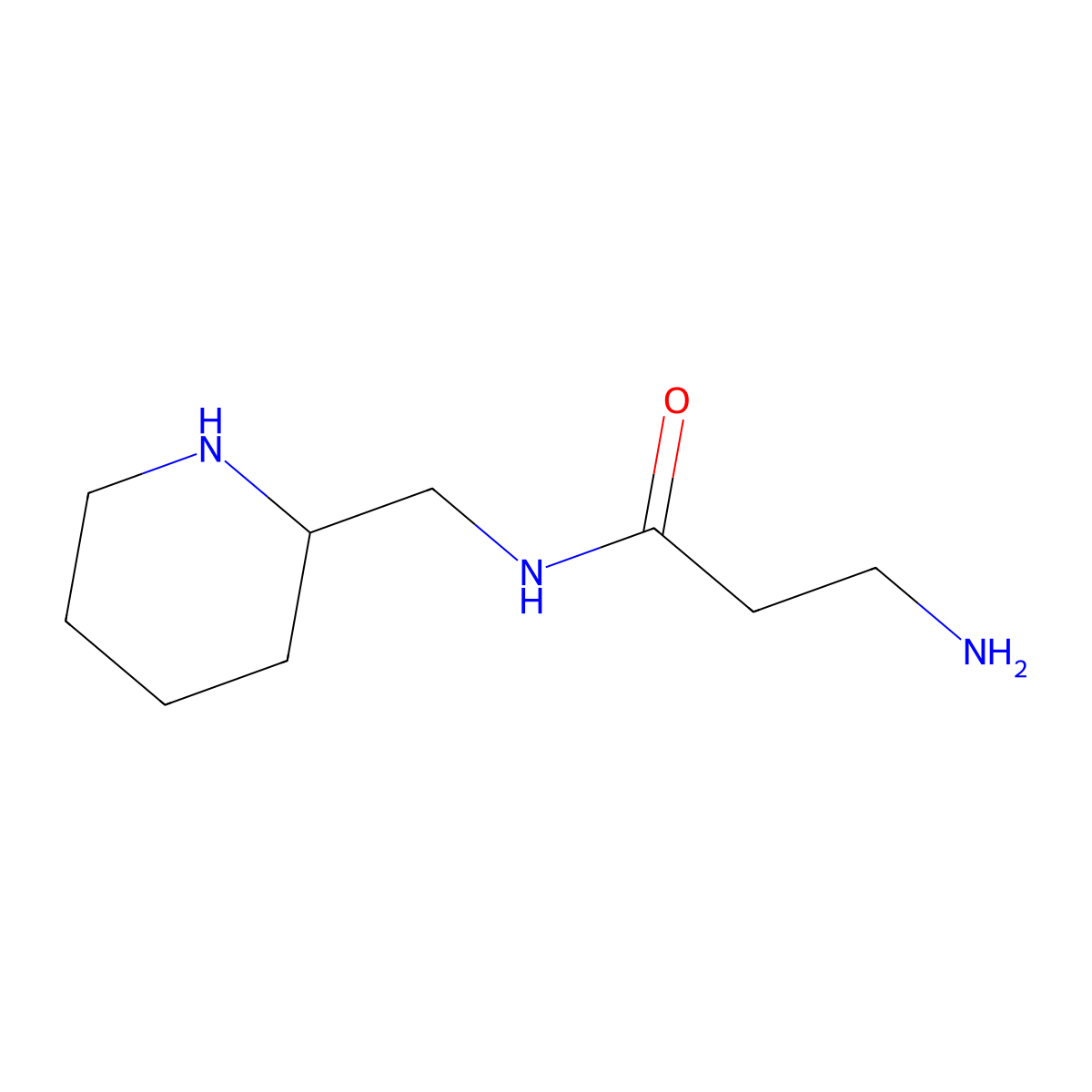 3-amino-N-[(piperidin-2-yl)methyl]propanamide molecular structure, CAS 1881099-40-6