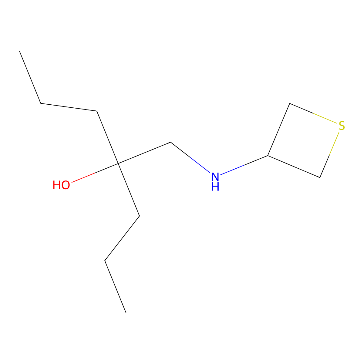 4-((Thietan-3-ylamino)methyl)heptan-4-ol molecular structure, CAS 1881099-43-9
