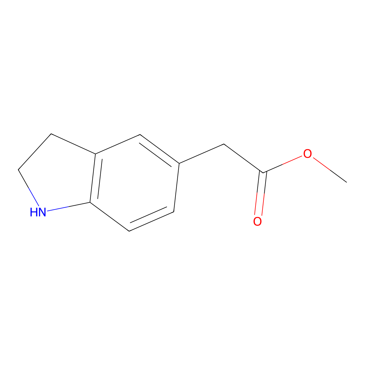 Methyl 2-(2,3-dihydro-1H-indol-5-yl)acetate molecular structure, CAS 188111-62-8