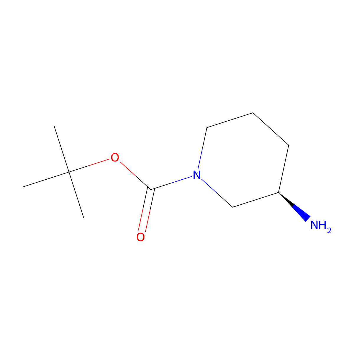 tert-butyl (3R)-3-aminopiperidine-1-carboxylate molecular structure, CAS 188111-79-7