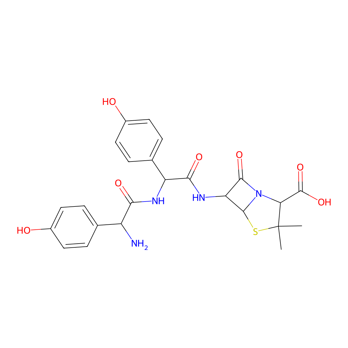 (4-Hydroxyphenyl)glycylamoxicillin, D- molecular structure, CAS 188112-75-6