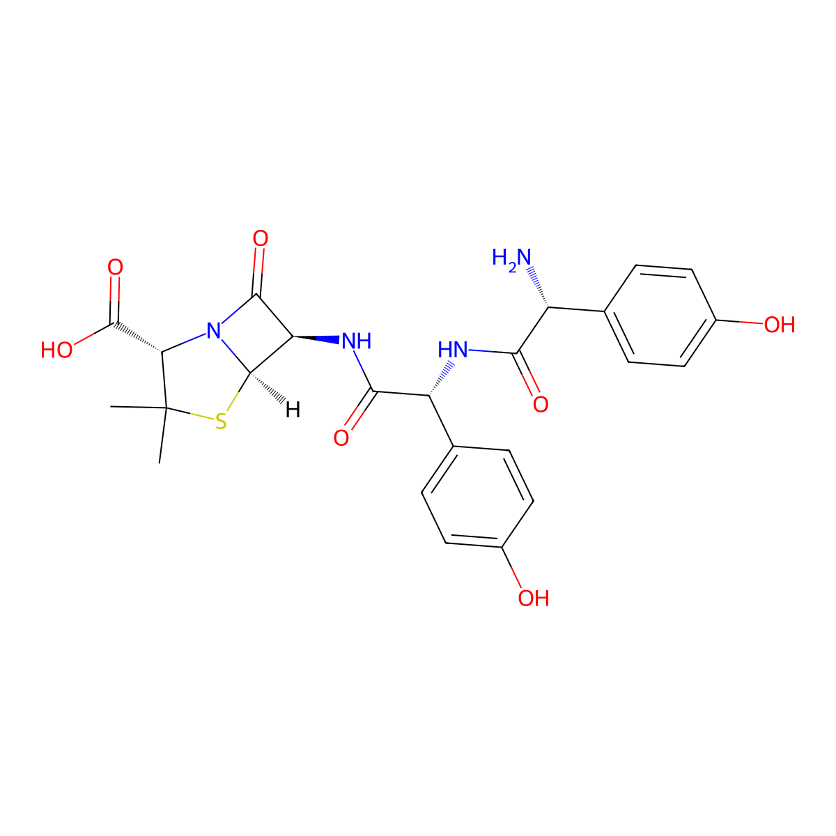 (4-Hydroxyphenyl)glycylamoxicillin, D- molecular structure, CAS 188112-75-6