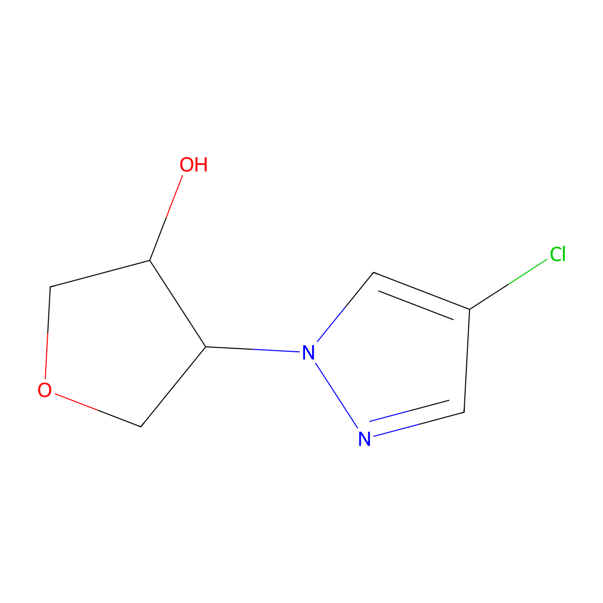 4-(4-chloro-1H-pyrazol-1-yl)oxolan-3-ol molecular structure, CAS 1881147-69-8