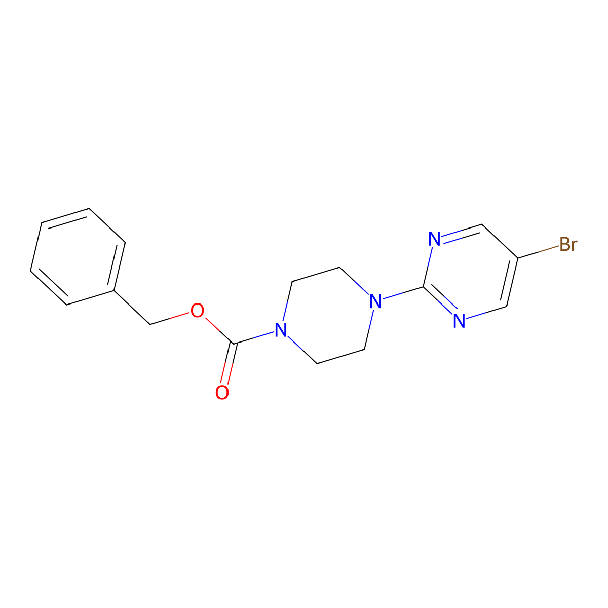 Benzyl 4-(5-bromopyrimidin-2-yl)piperazine-1-carboxylate molecular structure, CAS 1881163-70-7