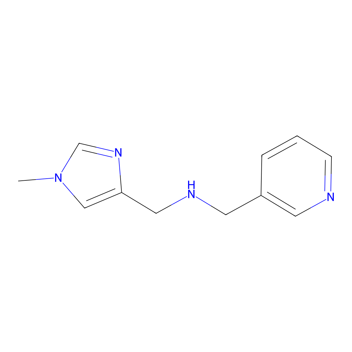 [(1-methyl-1H-imidazol-4-yl)methyl][(pyridin-3-yl)methyl]amine molecular structure, CAS 1881183-62-5