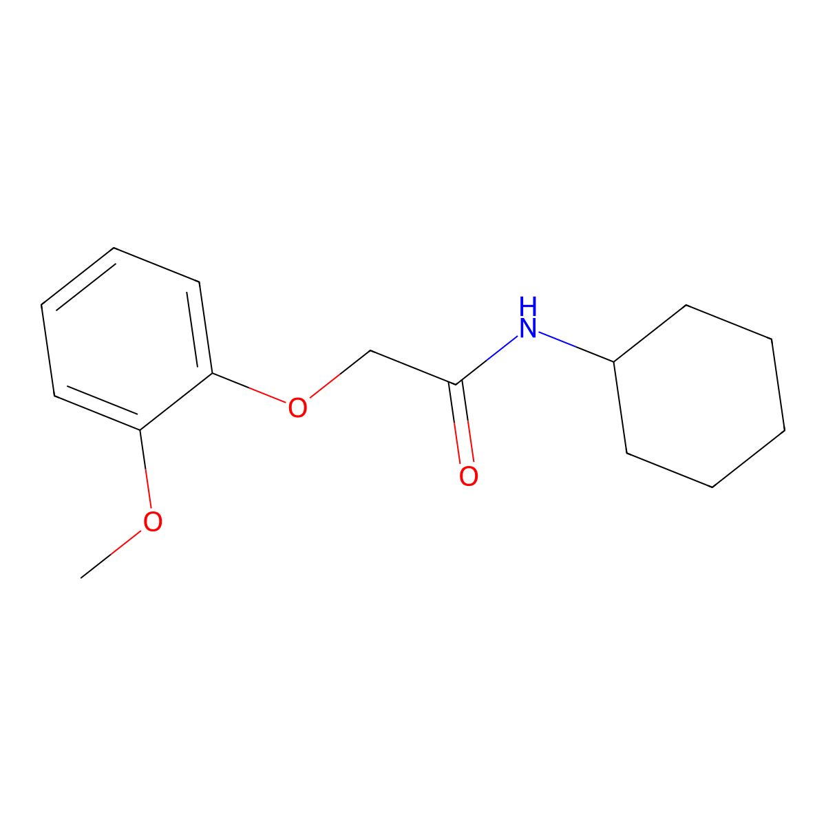 N-cyclohexyl-2-(2-methoxyphenoxy)acetamide molecular structure, CAS 188121-38-2