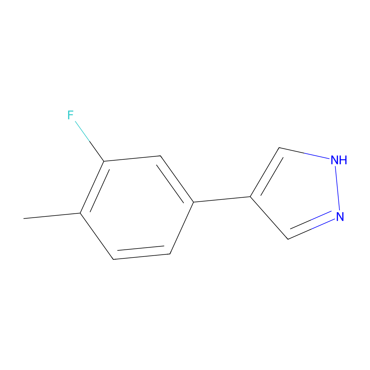 4-(3-fluoro-4-methylphenyl)-1H-pyrazole molecular structure, CAS 1881229-71-5
