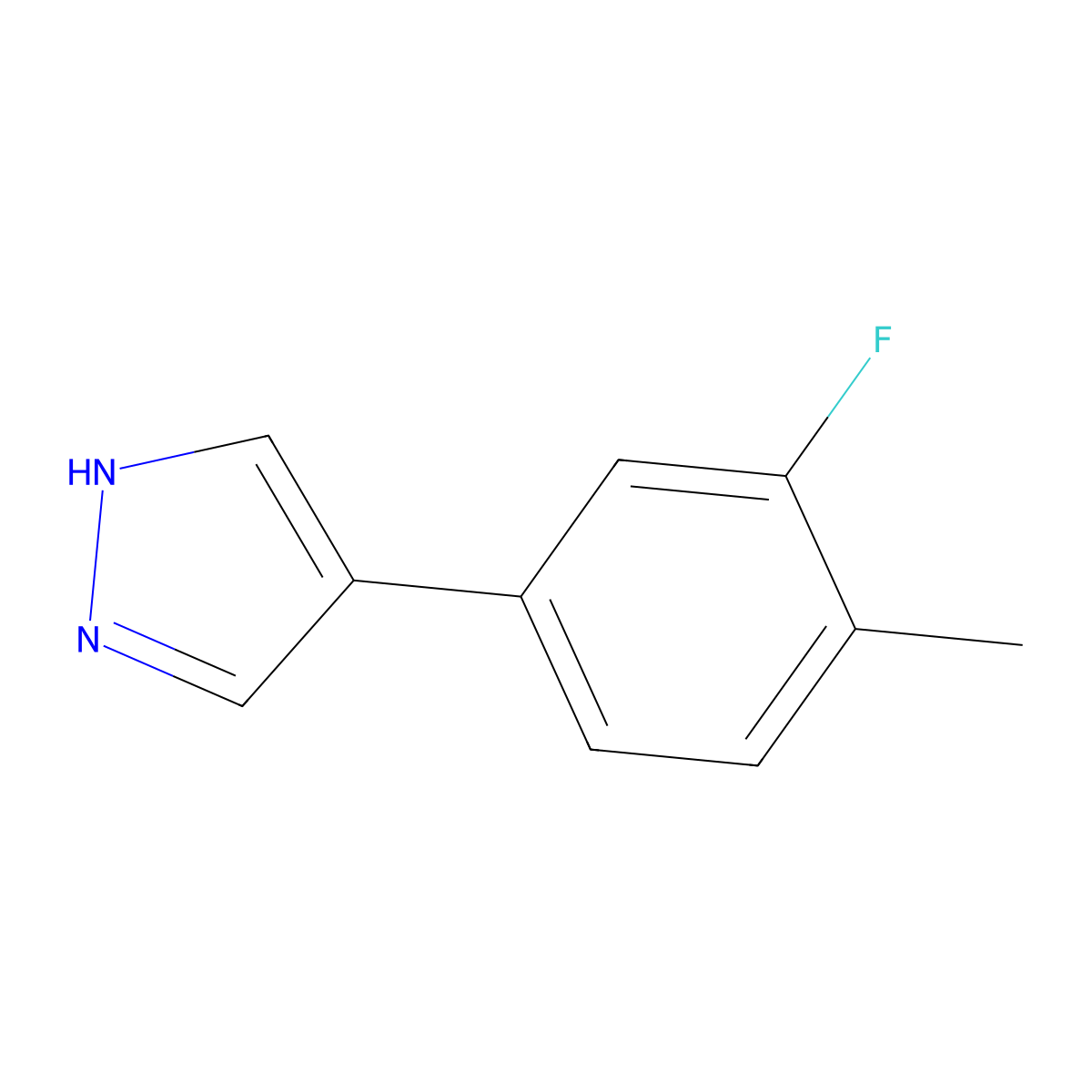 4-(3-fluoro-4-methylphenyl)-1H-pyrazole molecular structure, CAS 1881229-71-5