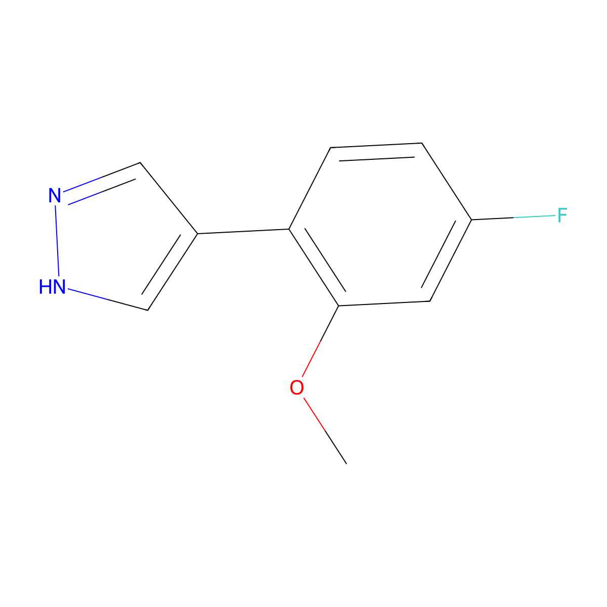 4-(4-fluoro-2-methoxyphenyl)-1H-pyrazole molecular structure, CAS 1881229-83-9