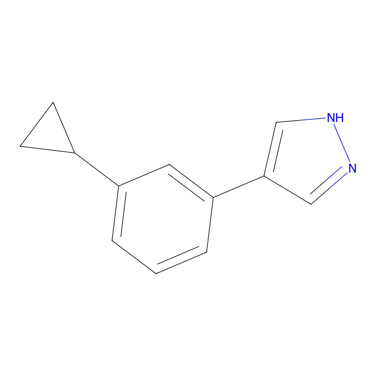 4-(3-cyclopropylphenyl)-1H-pyrazole molecular structure, CAS 1881229-89-5