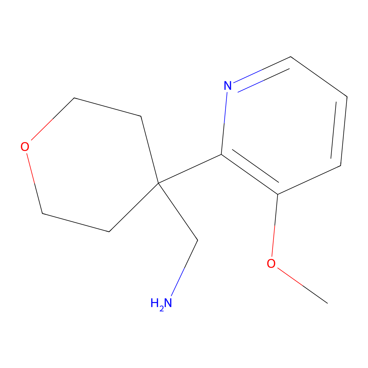 [4-(3-Methoxypyridin-2-yl)-tetrahydro-2H-pyran-4-yl]methanamine molecular structure, CAS 1881243-24-8