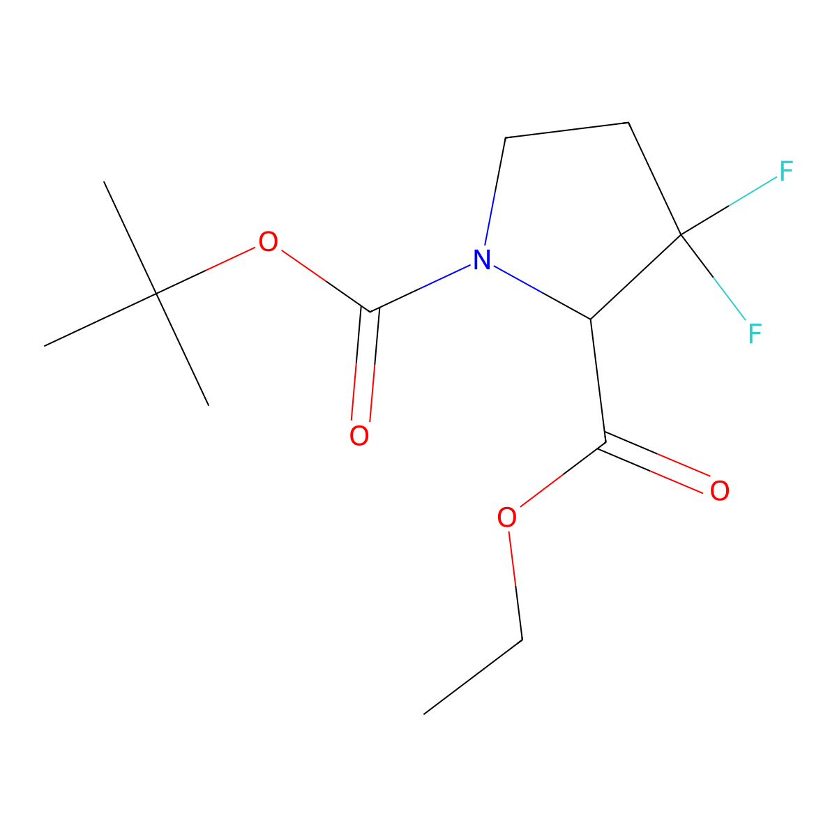1-tert-Butyl 2-ethyl 3,3-difluoropyrrolidine-1,2-dicarboxylate molecular structure, CAS 1881265-72-0