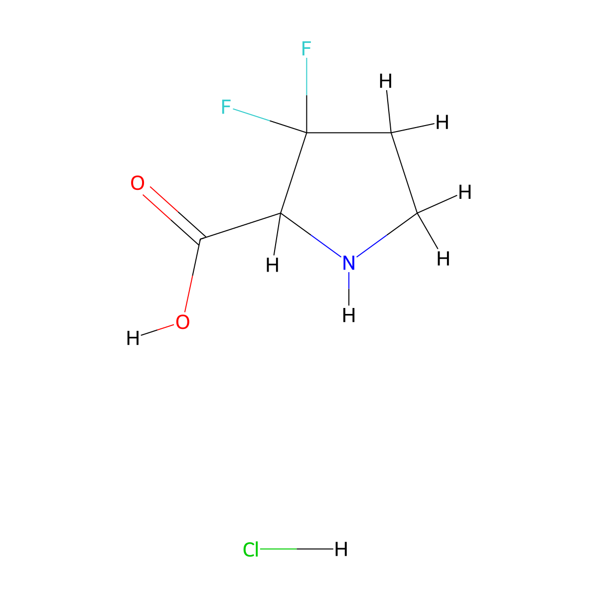 3,3-Difluoropyrrolidine-2-carboxylic acid hydrochloride molecular structure, CAS 1881265-73-1