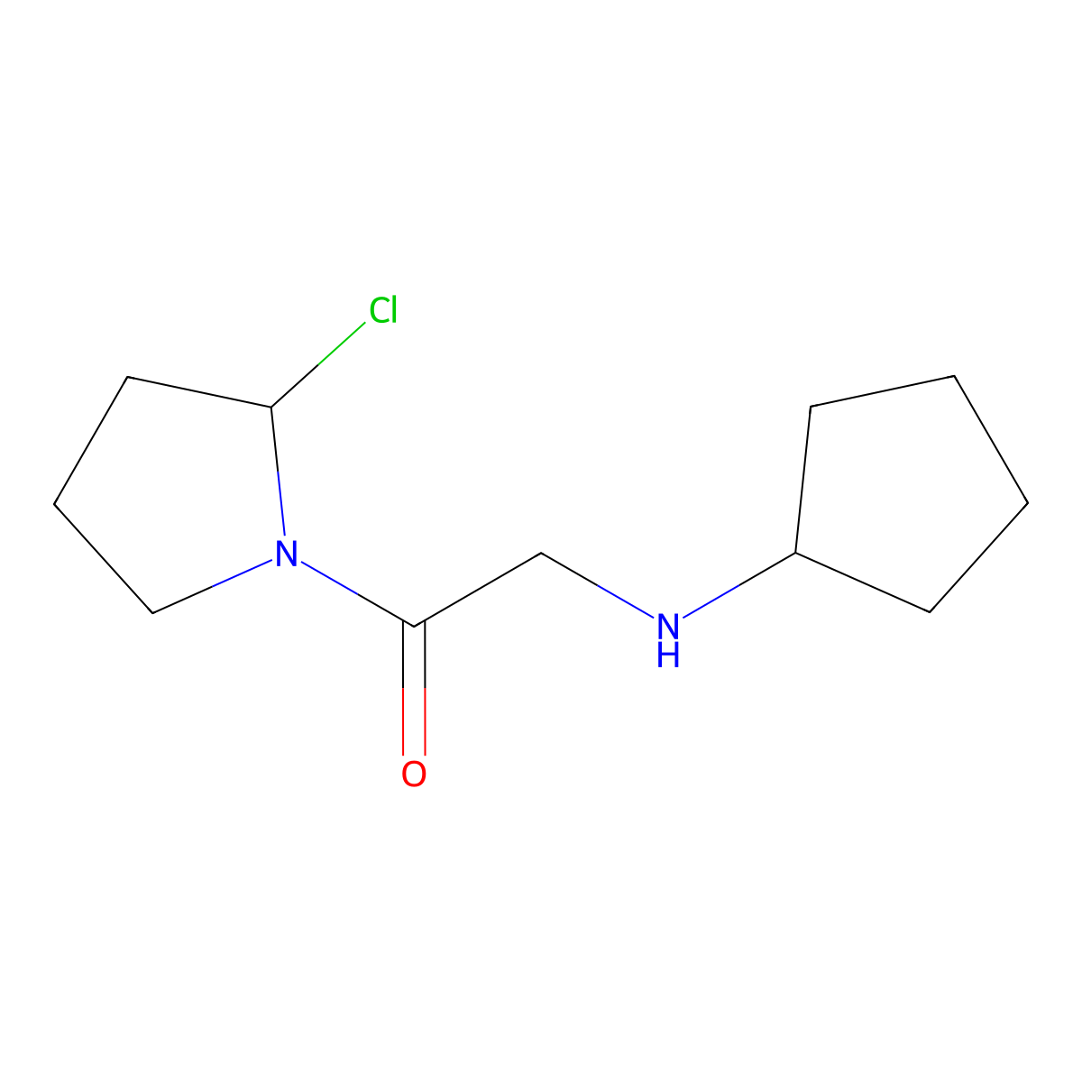 1-[(2S)-2-chloropyrrolidin-1-yl]-2-(cyclopentylamino)ethan-1-one molecular structure, CAS 1881275-57-5