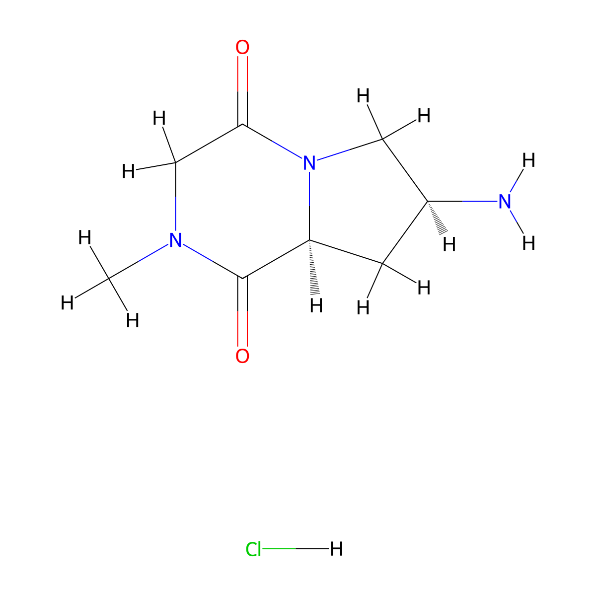 (7S,8aS)-7-amino-2-methylhexahydropyrrolo[1,2-a]pyrazine-1,4-dione hydrochloride molecular structure, CAS 1881275-83-7