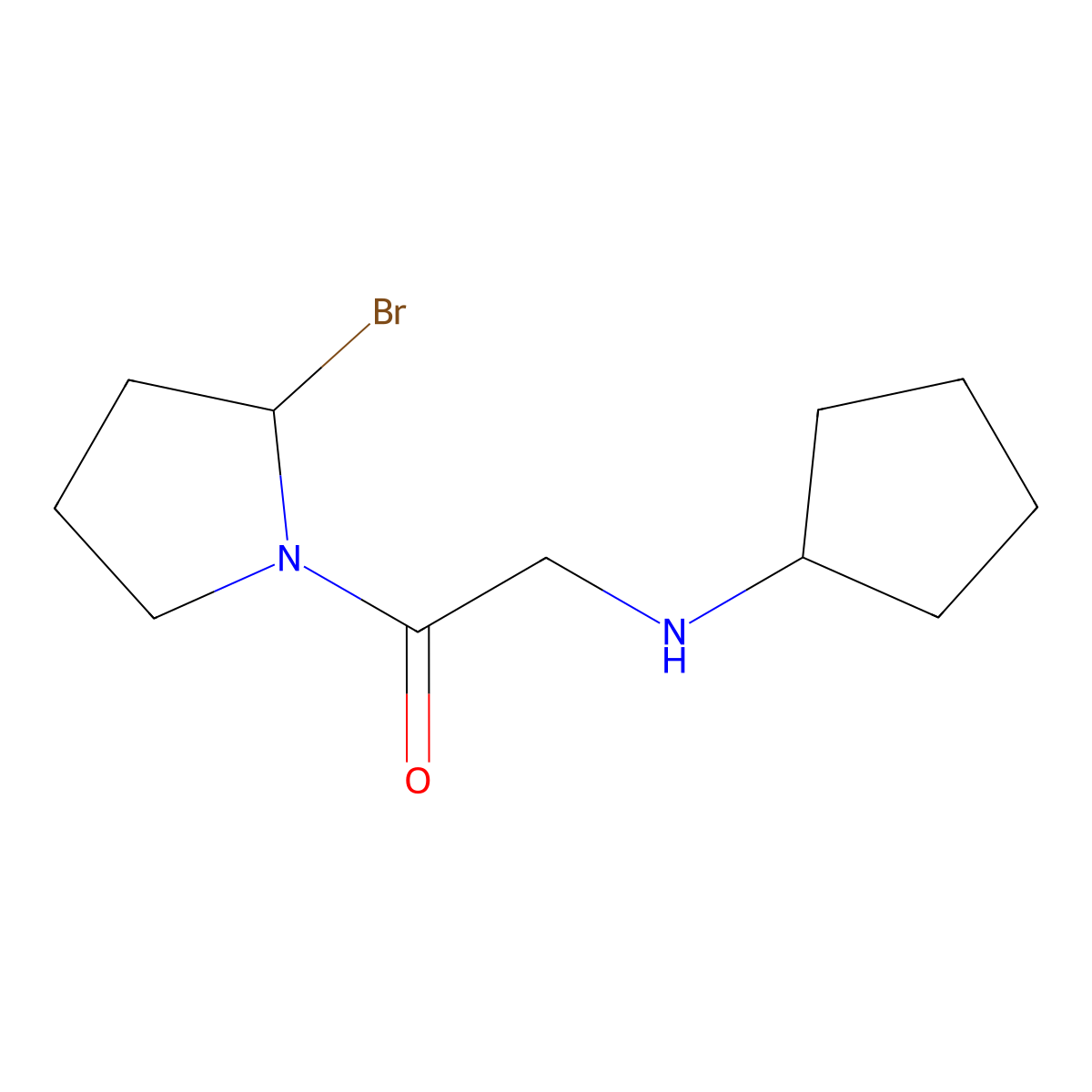 1-[(2S)-2-bromopyrrolidin-1-yl]-2-(cyclopentylamino)ethan-1-one molecular structure, CAS 1881275-85-9