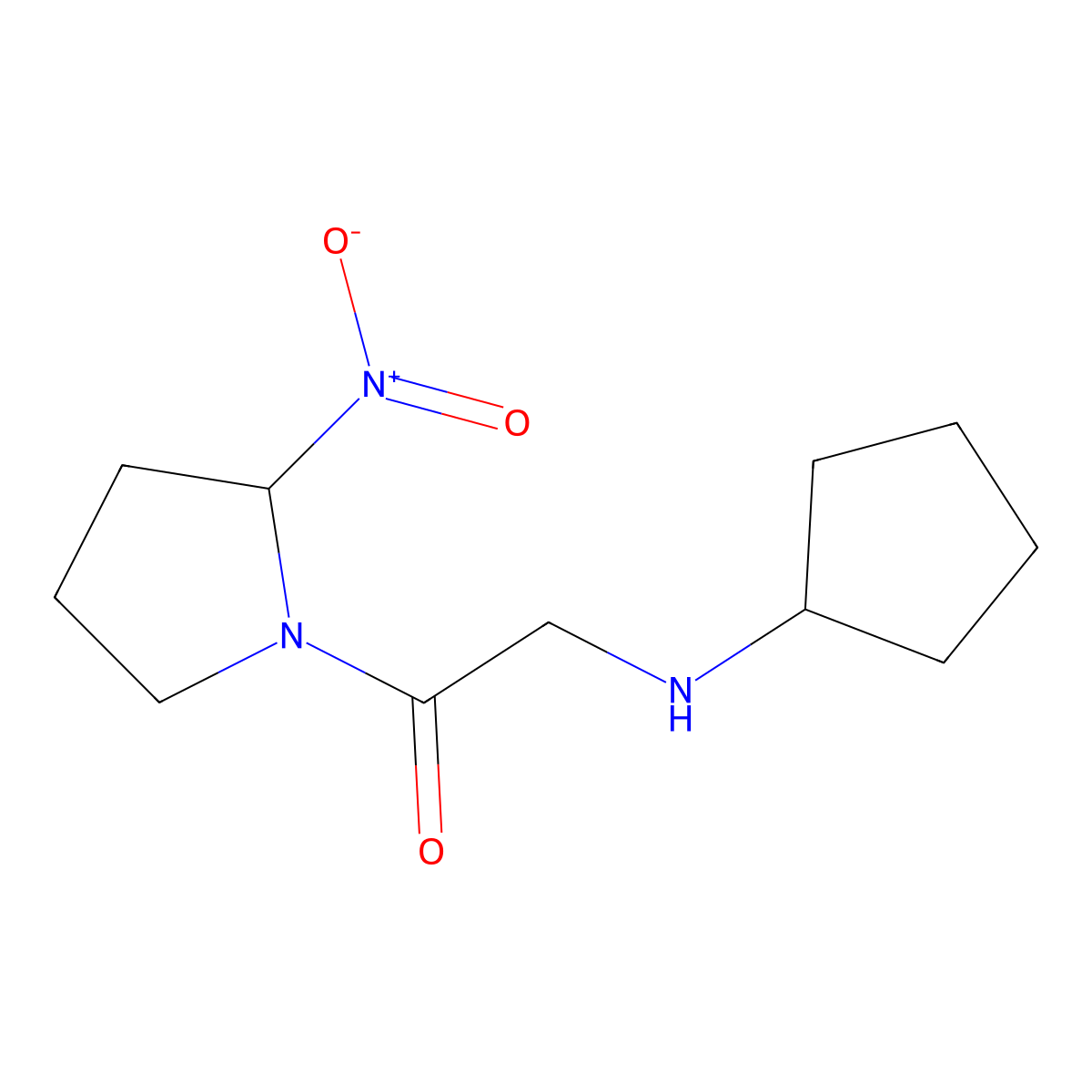 2-(cyclopentylamino)-1-[(2S)-2-nitropyrrolidin-1-yl]ethan-1-one molecular structure, CAS 1881275-94-0