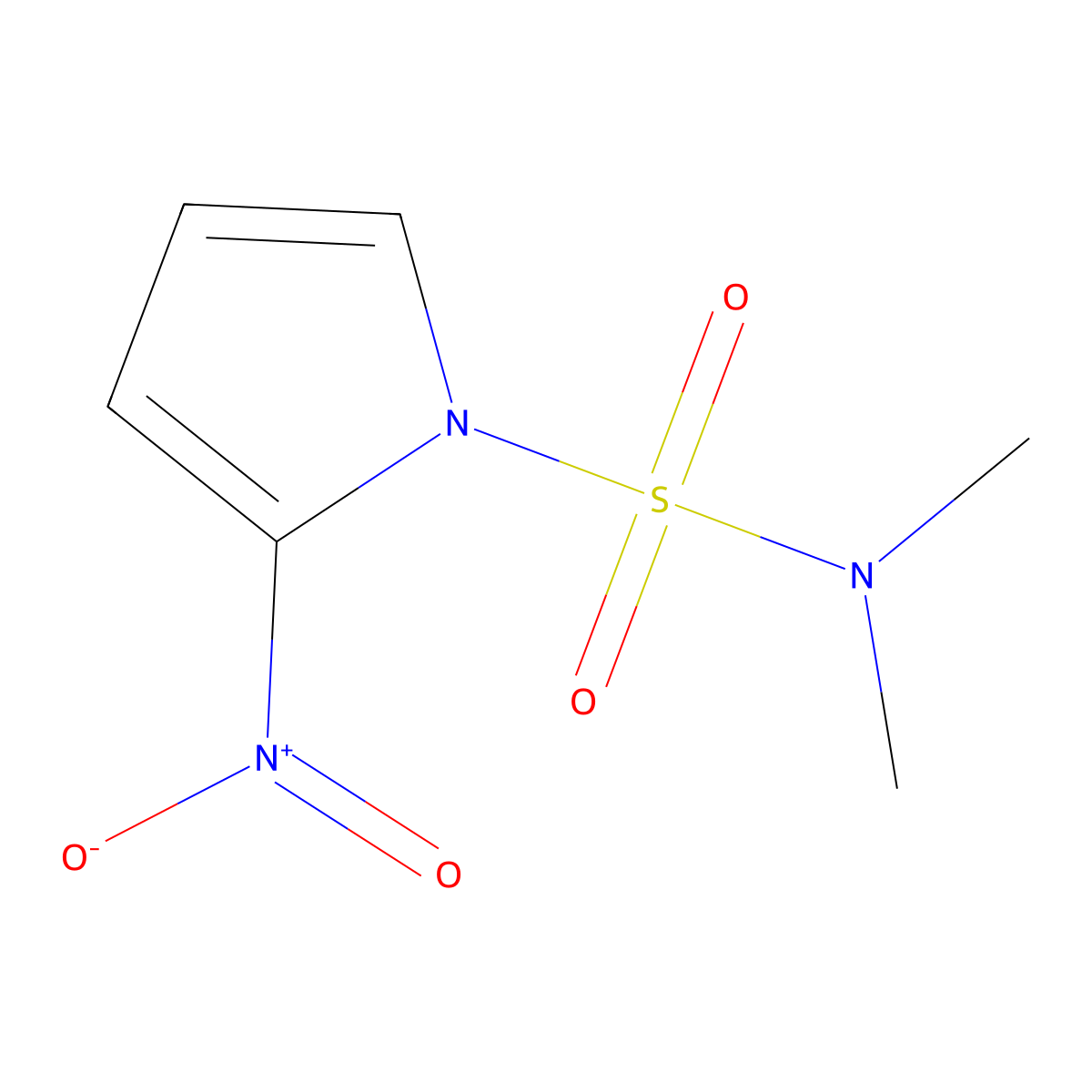 N,N-dimethyl-2-nitro-1H-pyrrole-1-sulfonamide molecular structure, CAS 1881288-03-4
