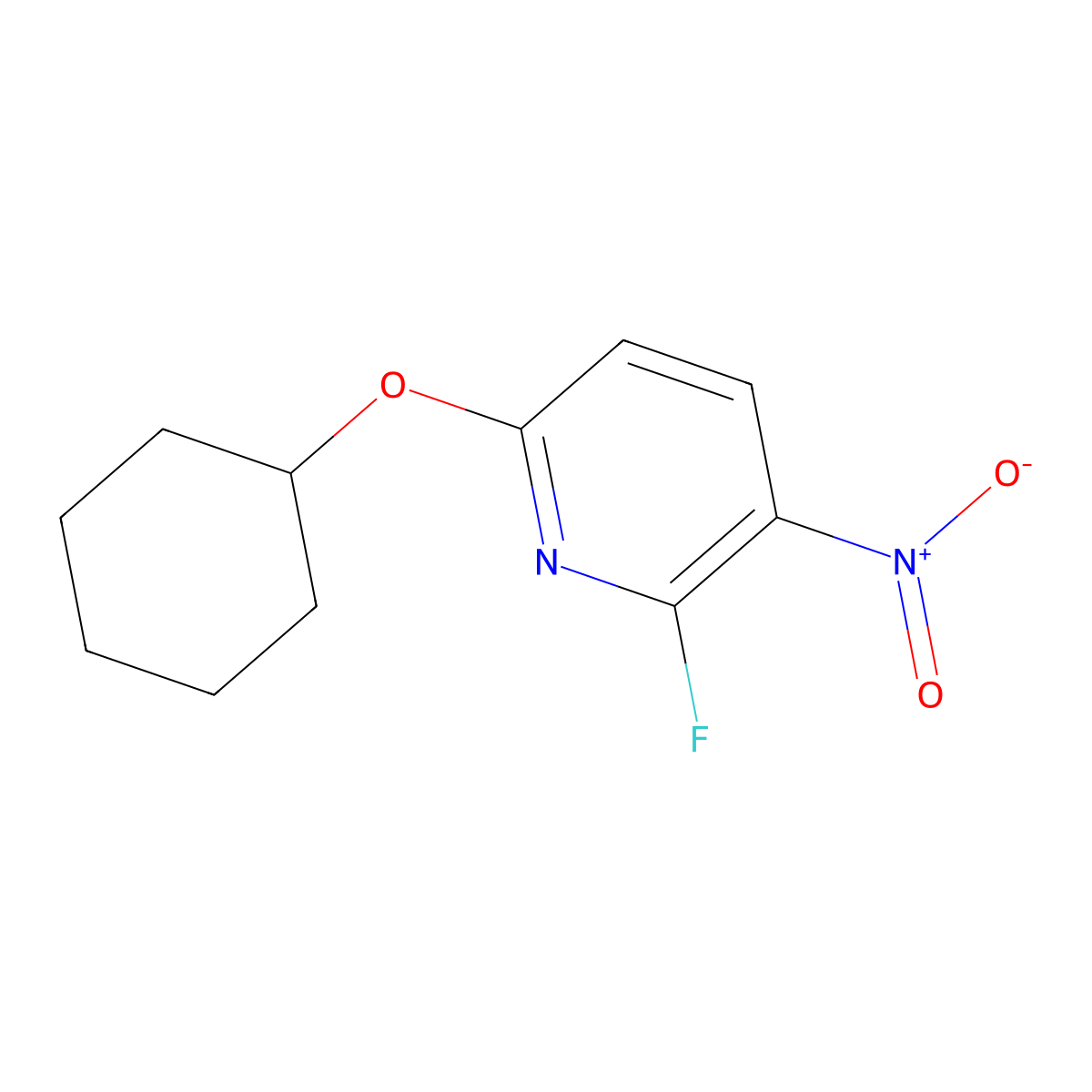 6-(Cyclohexyloxy)-2-fluoro-3-nitropyridine molecular structure, CAS 1881288-06-7
