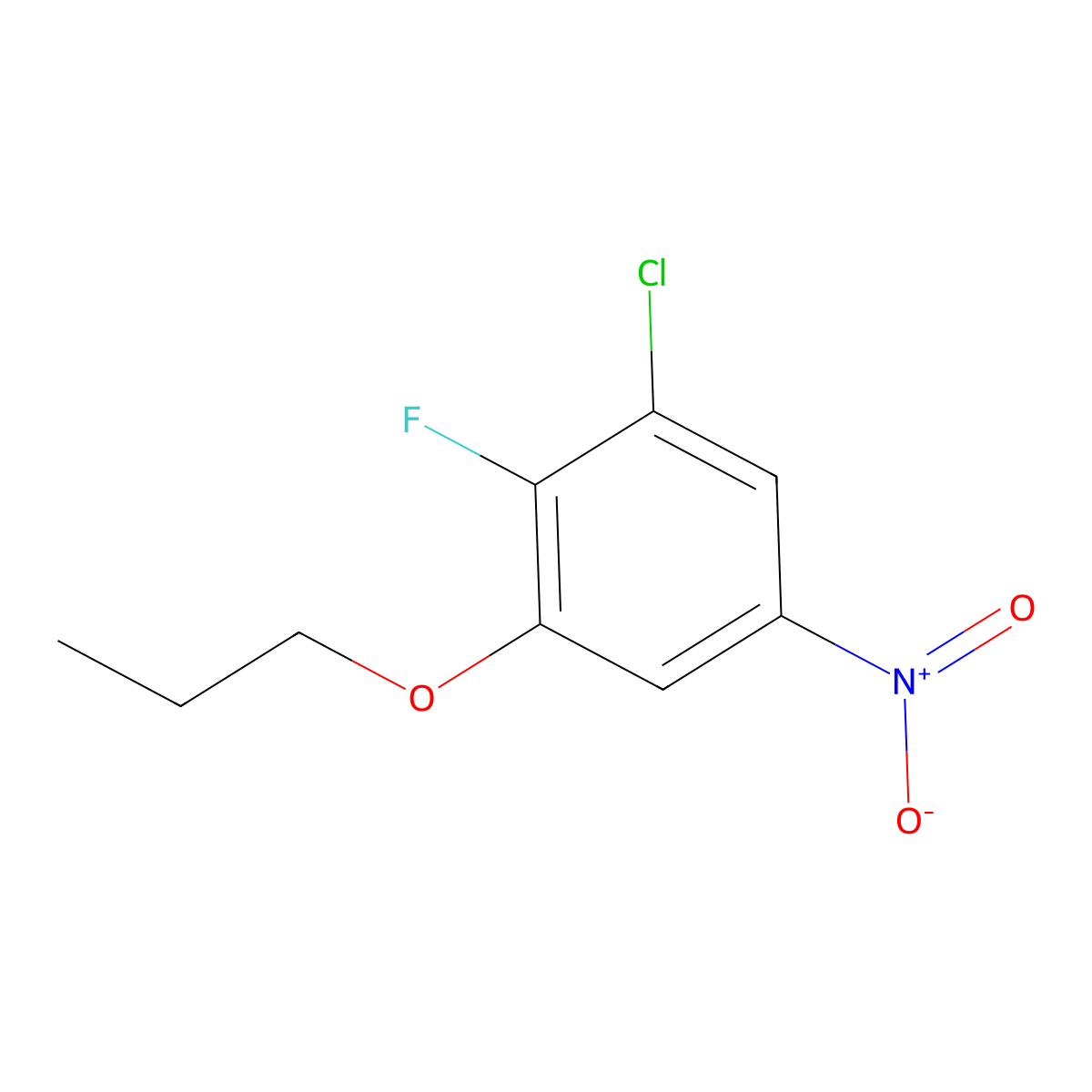 1-Chloro-2-fluoro-5-nitro-3-propoxybenzene molecular structure, CAS 1881288-37-4