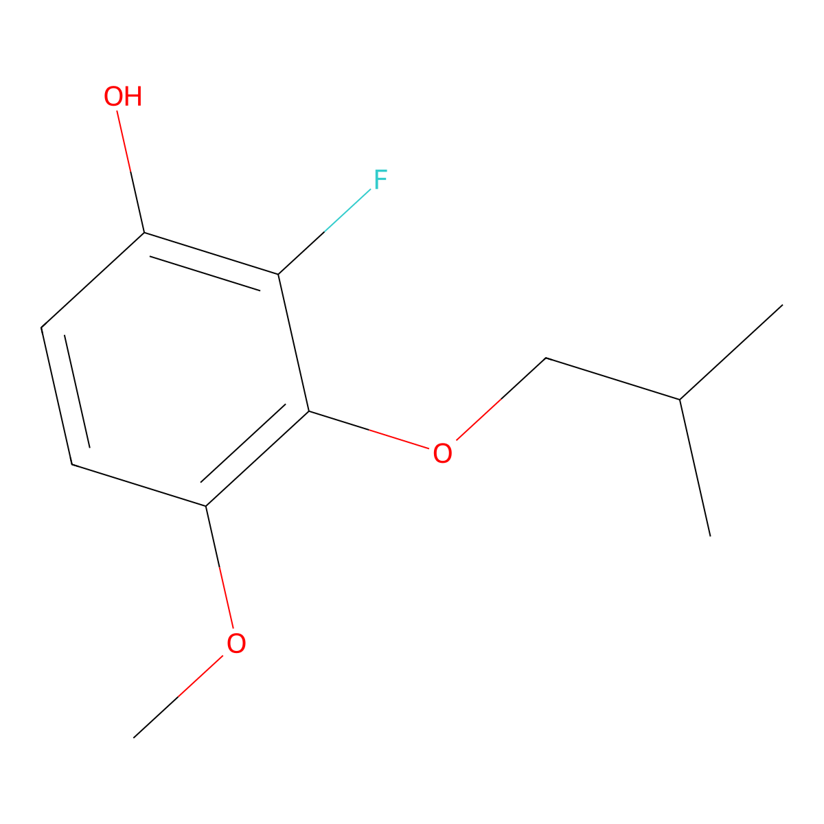 2-Fluoro-4-methoxy-3-(2-methylpropoxy)phenol molecular structure, CAS 1881288-39-6