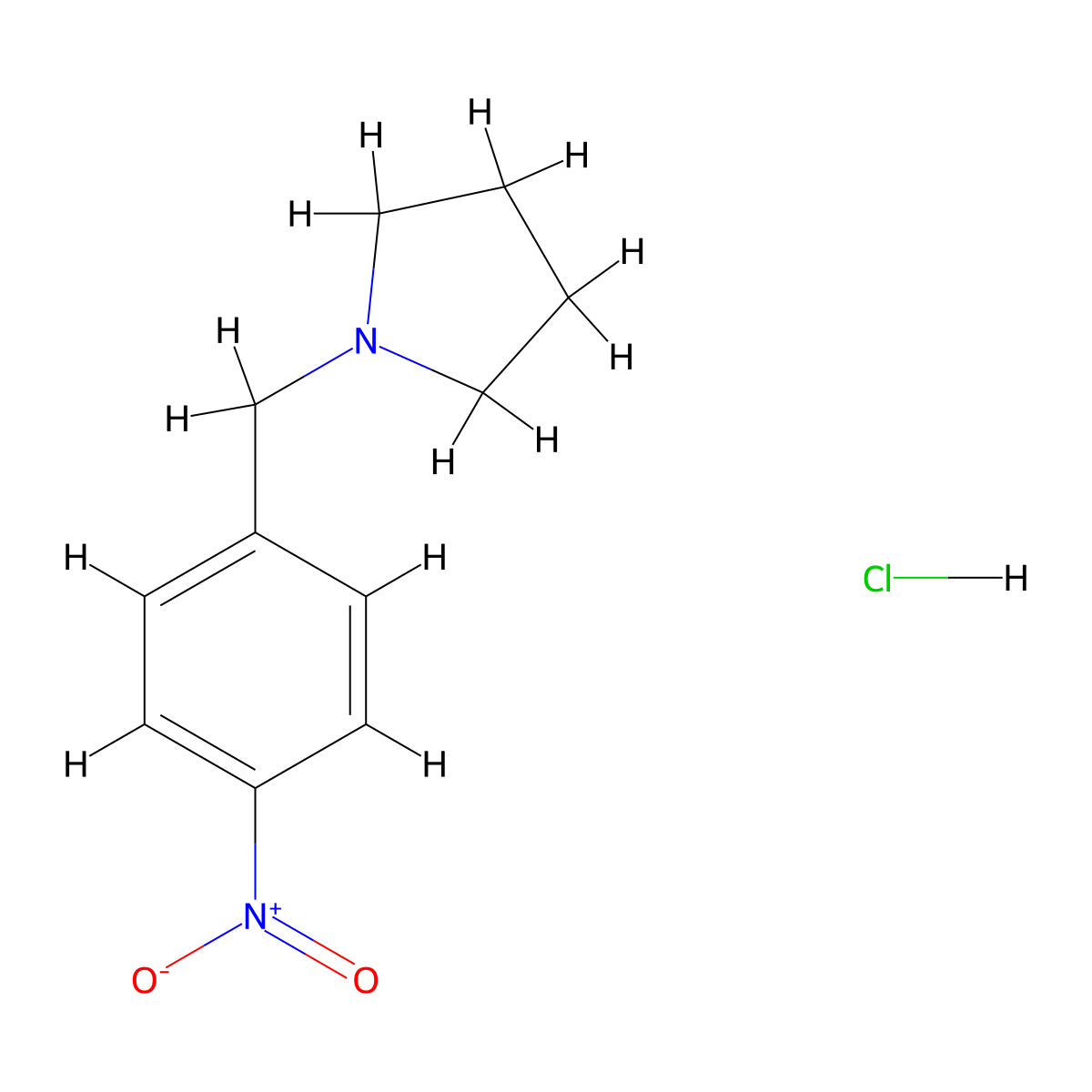 1-[(4-Nitrophenyl)methyl]pyrrolidine hydrochloride molecular structure, CAS 1881288-53-4