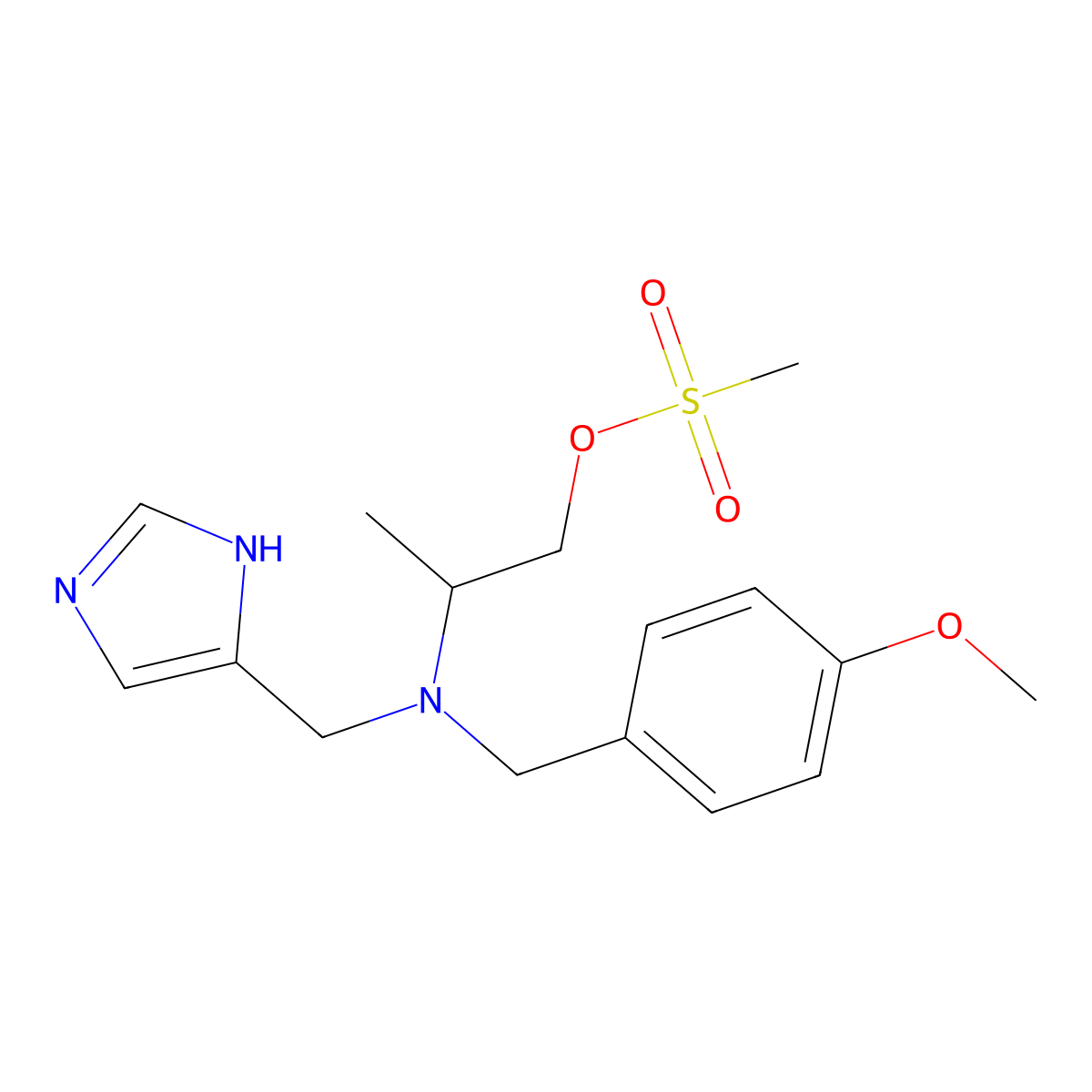 2-(((1H-Imidazol-4-yl)methyl)(4-methoxybenzyl)amino)propyl methanesulfonate molecular structure, CAS 1881288-55-6