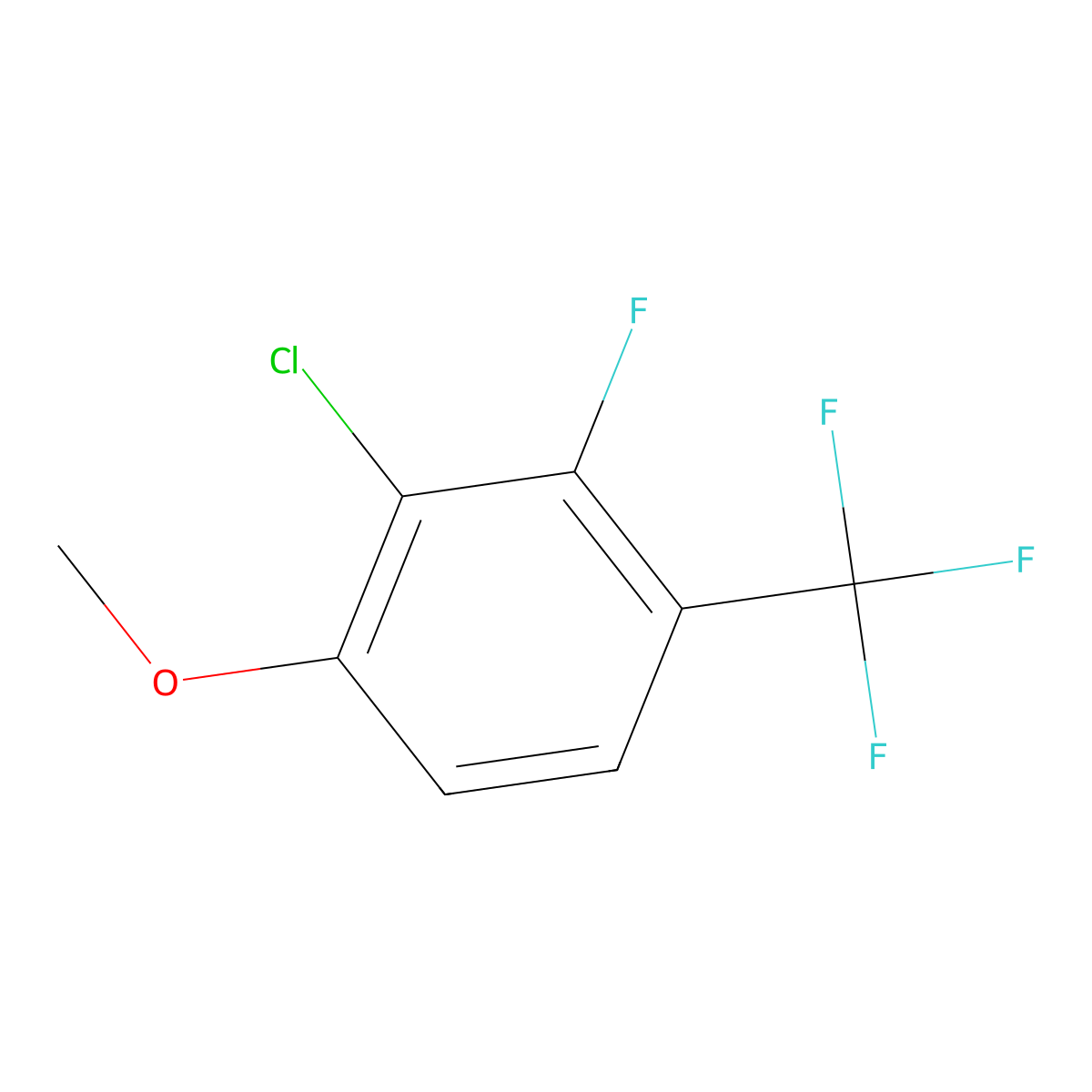 2-Chloro-3-fluoro-1-methoxy-4-(trifluoromethyl)benzene molecular structure, CAS 1881288-63-6
