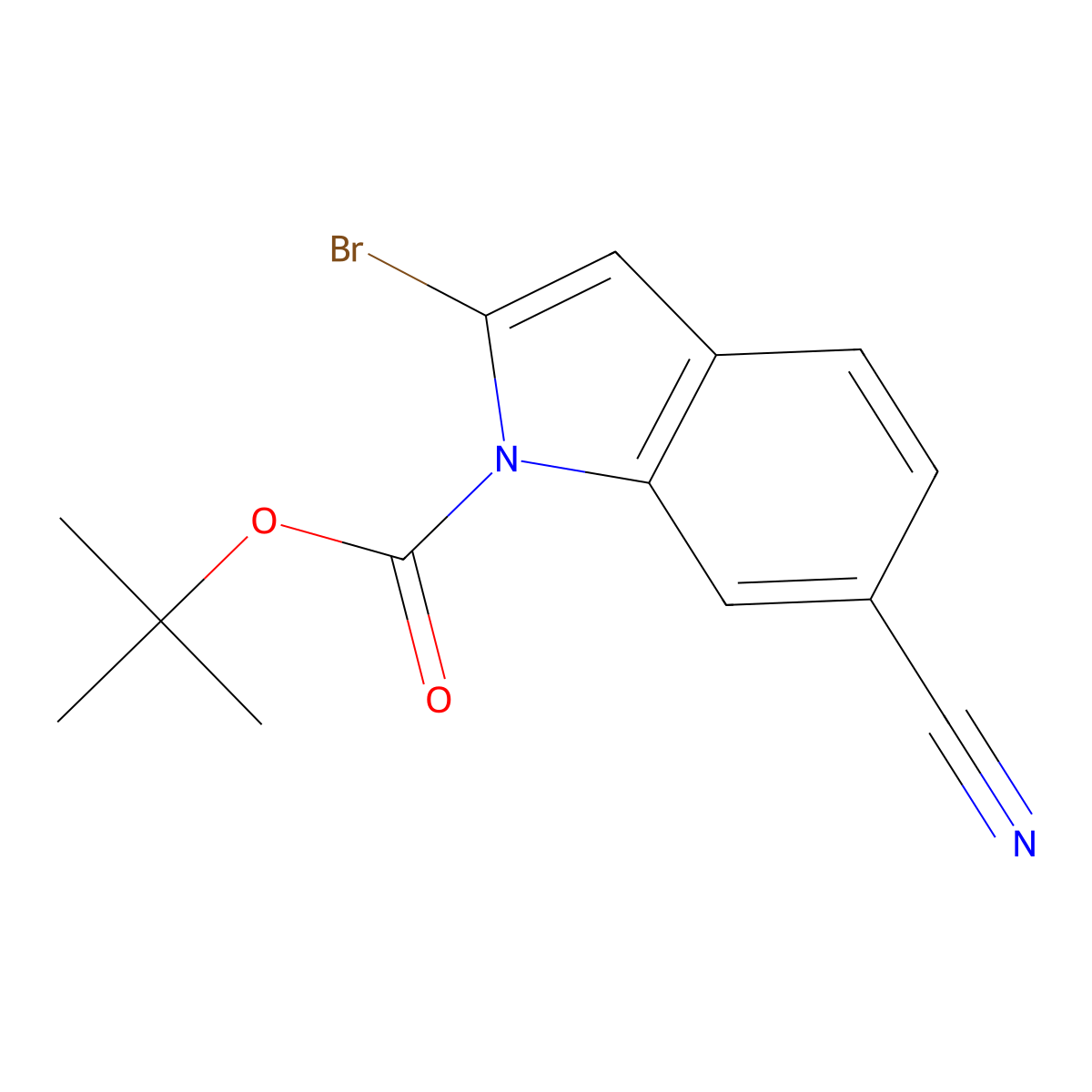 tert-butyl 2-bromo-6-cyano-1H-indole-1-carboxylate molecular structure, CAS 1881288-64-7