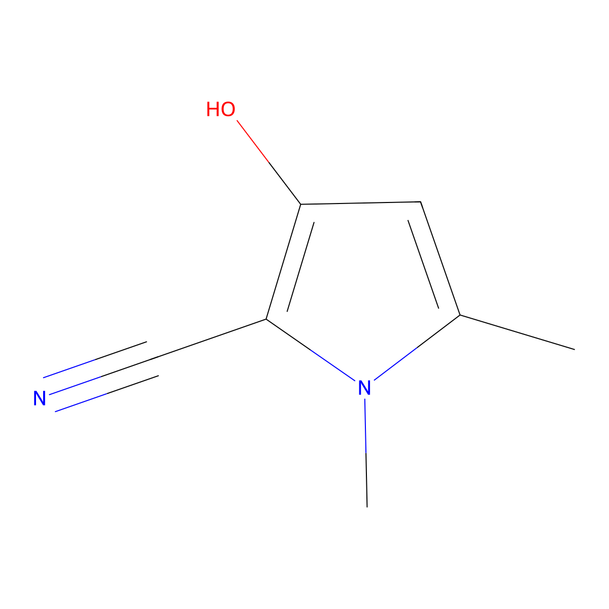 3-hydroxy-1,5-dimethyl-1H-pyrrole-2-carbonitrile molecular structure, CAS 1881288-66-9