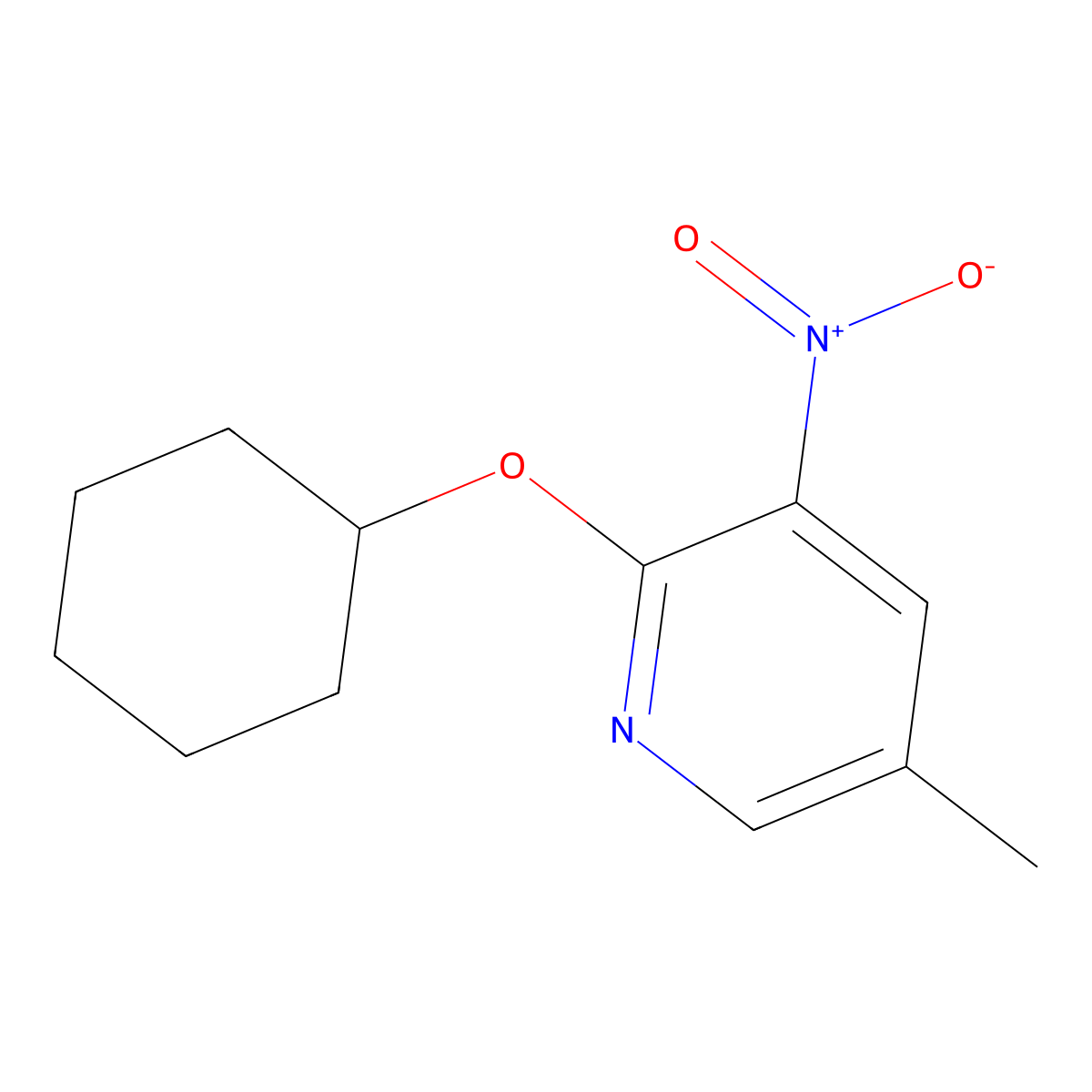 2-(Cyclohexyloxy)-5-methyl-3-nitropyridine molecular structure, CAS 1881288-71-6