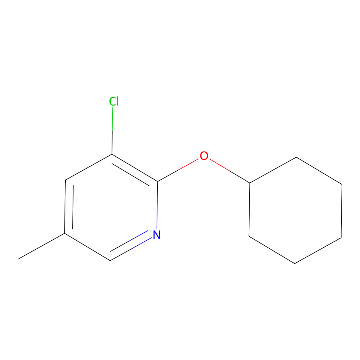 3-Chloro-2-(cyclohexyloxy)-5-methylpyridine molecular structure, CAS 1881288-73-8
