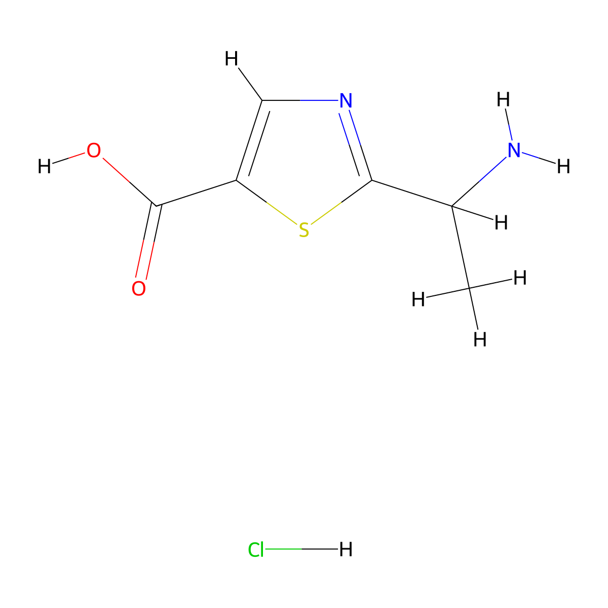 2-(1-Aminoethyl)-1,3-thiazole-5-carboxylic acid hydrochloride molecular structure, CAS 1881288-75-0