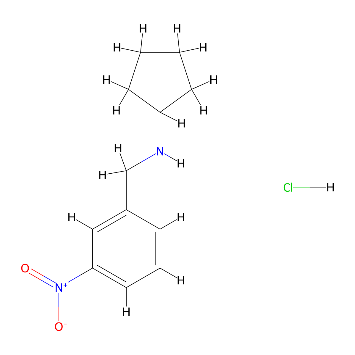 N-[(3-Nitrophenyl)methyl]cyclopentanamine hydrochloride molecular structure, CAS 1881288-84-1