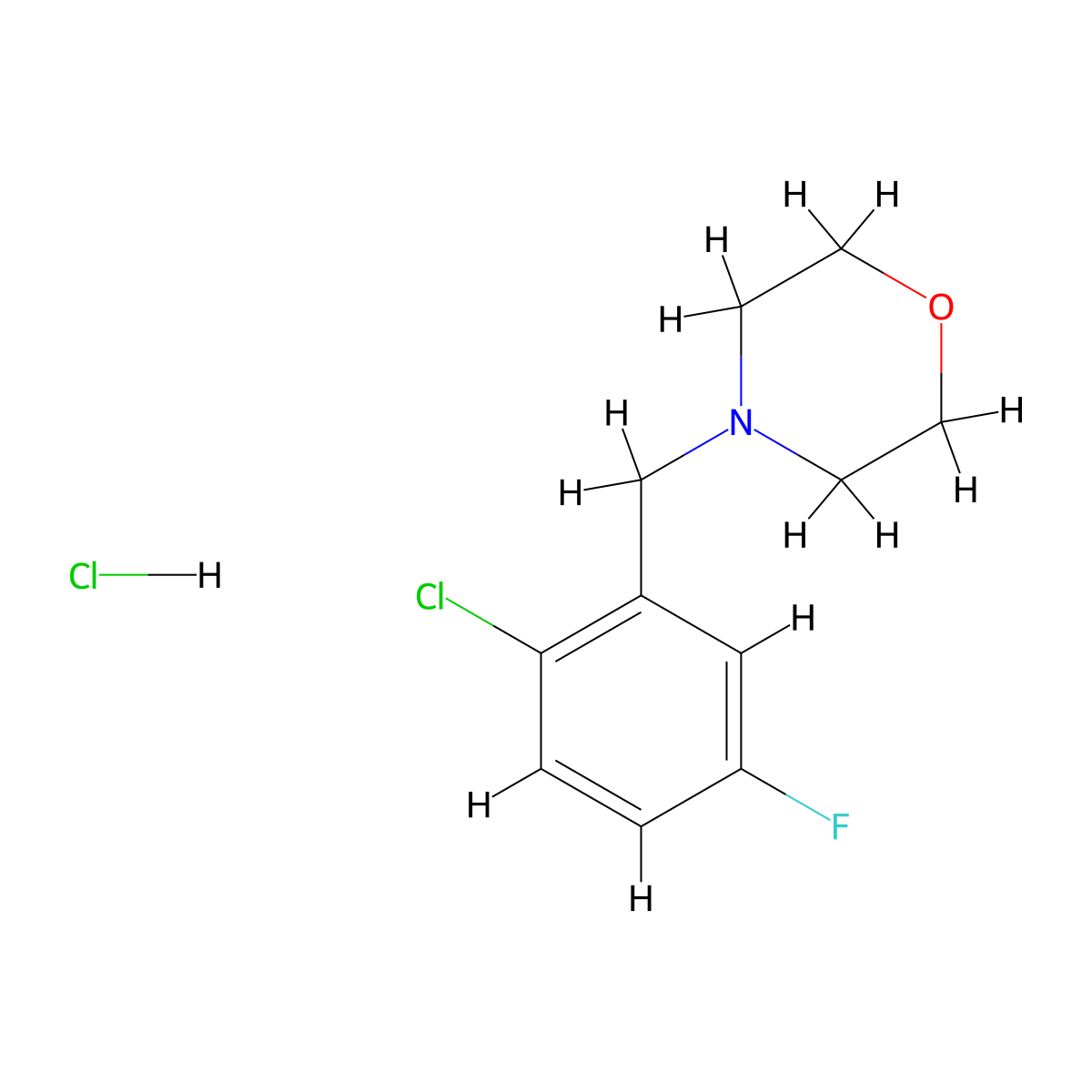 4-[(2-Chloro-5-fluorophenyl)methyl]morpholine hydrochloride molecular structure, CAS 1881288-87-4