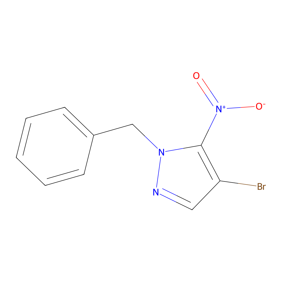 1-benzyl-4-bromo-5-nitro-1H-pyrazole molecular structure, CAS 1881288-90-9