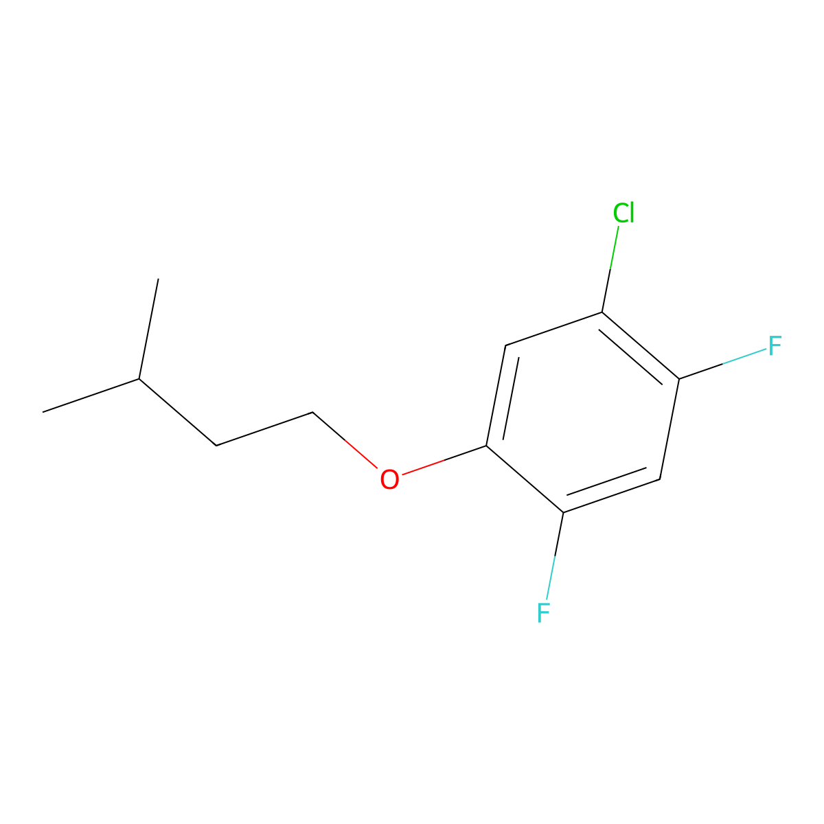 1-Chloro-2,4-difluoro-5-(3-methylbutoxy)benzene molecular structure, CAS 1881289-04-8