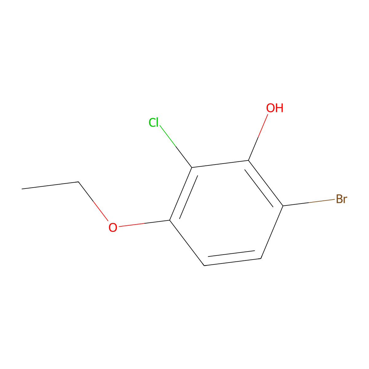 6-Bromo-2-chloro-3-ethoxyphenol molecular structure, CAS 1881289-20-8