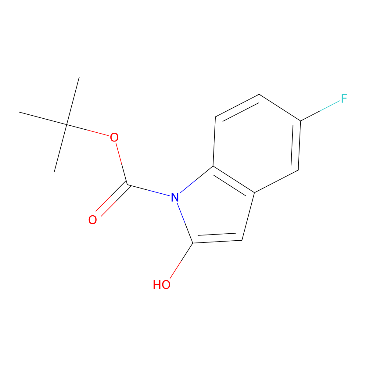 tert-butyl 5-fluoro-2-hydroxy-1H-indole-1-carboxylate molecular structure, CAS 1881289-25-3