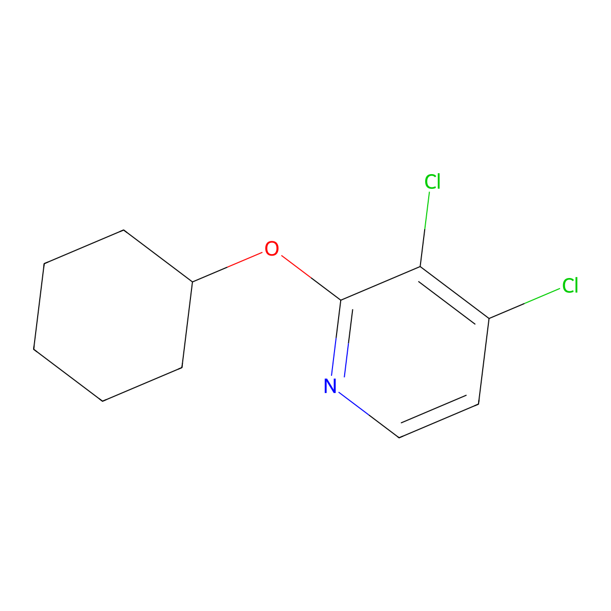 3,4-Dichloro-2-(cyclohexyloxy)pyridine molecular structure, CAS 1881289-29-7