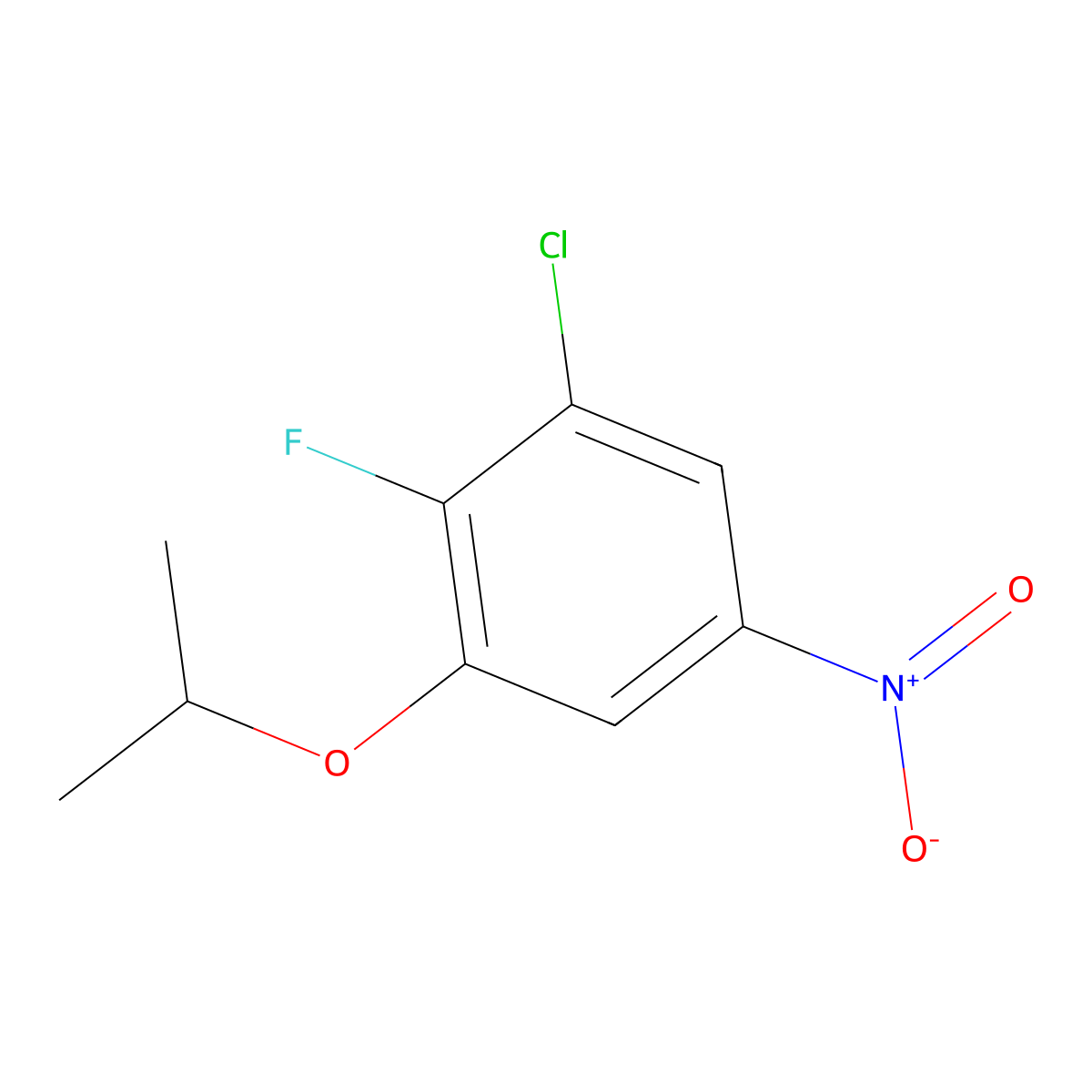 1-Chloro-2-fluoro-5-nitro-3-(propan-2-yloxy)benzene molecular structure, CAS 1881289-30-0