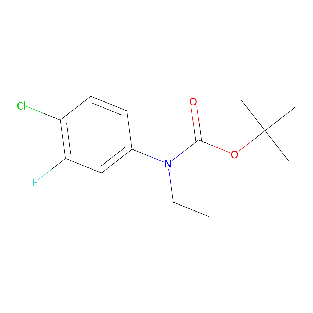 Tert-butyl N-(4-chloro-3-fluorophenyl)-N-ethylcarbamate molecular structure, CAS 1881289-32-2