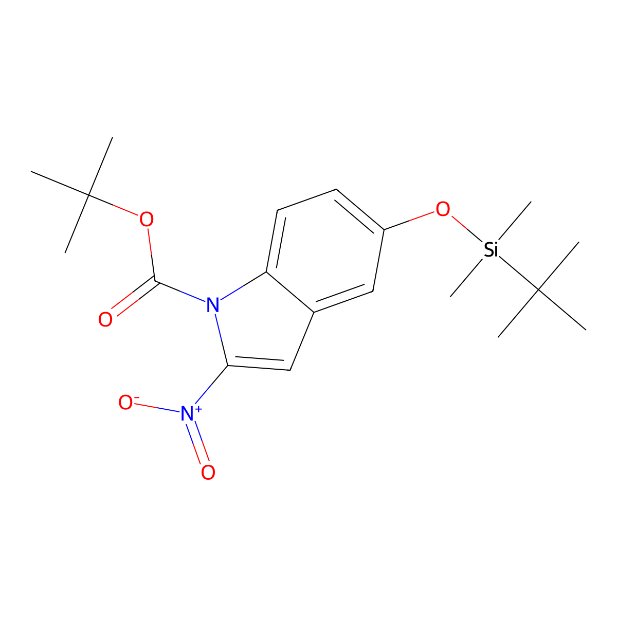 tert-butyl 5-[(tert-butyldimethylsilyl)oxy]-2-nitro-1H-indole-1-carboxylate molecular structure, CAS 1881289-36-6
