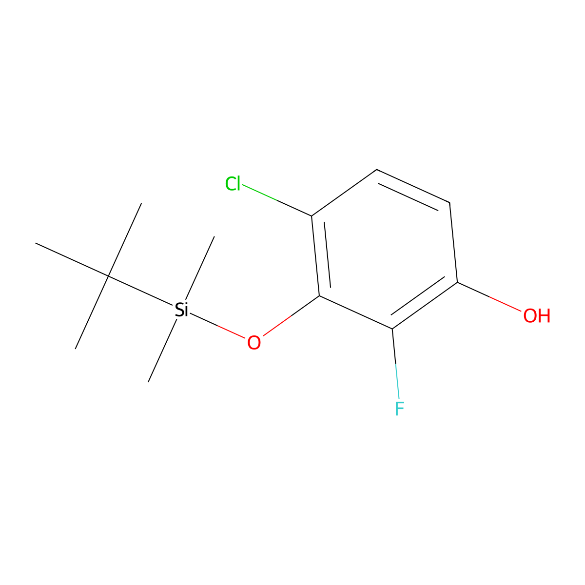 3-[(Tert-butyldimethylsilyl)oxy]-4-chloro-2-fluorophenol molecular structure, CAS 1881289-40-2
