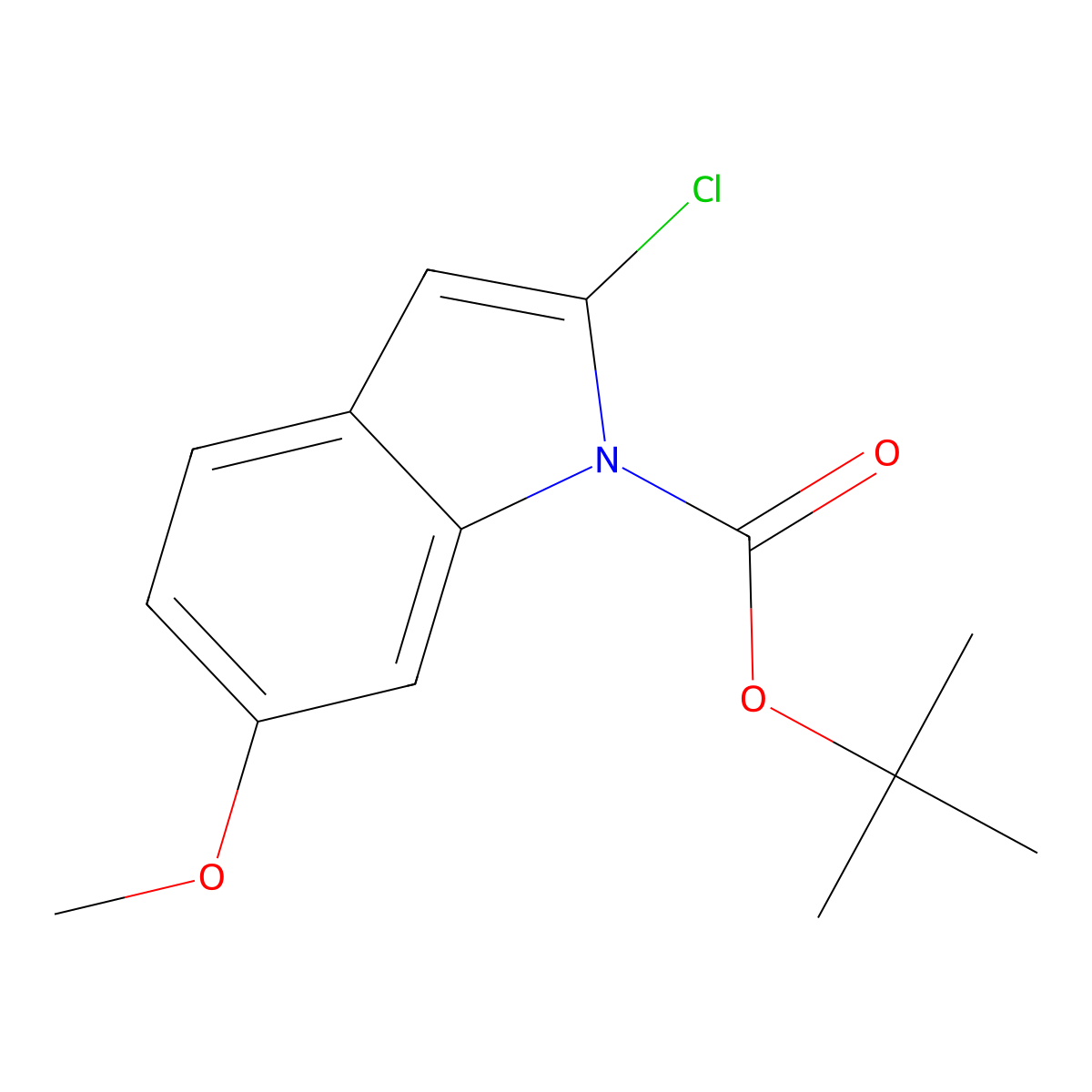tert-butyl 2-chloro-6-methoxy-1H-indole-1-carboxylate molecular structure, CAS 1881289-50-4