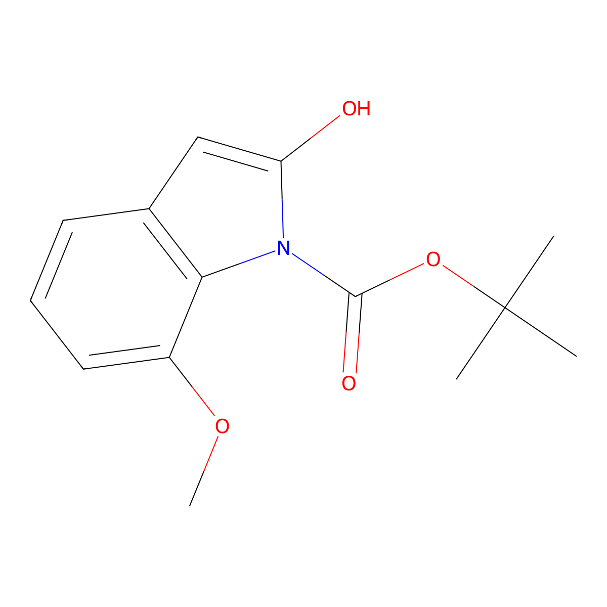 tert-butyl 2-hydroxy-7-methoxy-1H-indole-1-carboxylate molecular structure, CAS 1881289-53-7