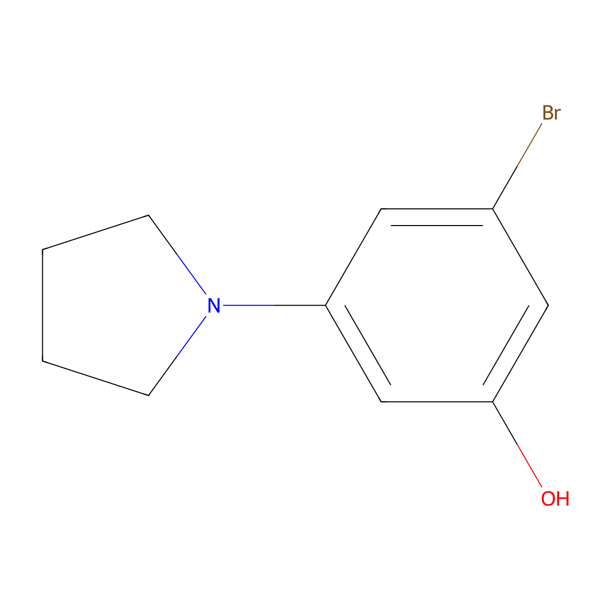 3-Bromo-5-(pyrrolidin-1-YL)phenol molecular structure, CAS 1881290-17-0