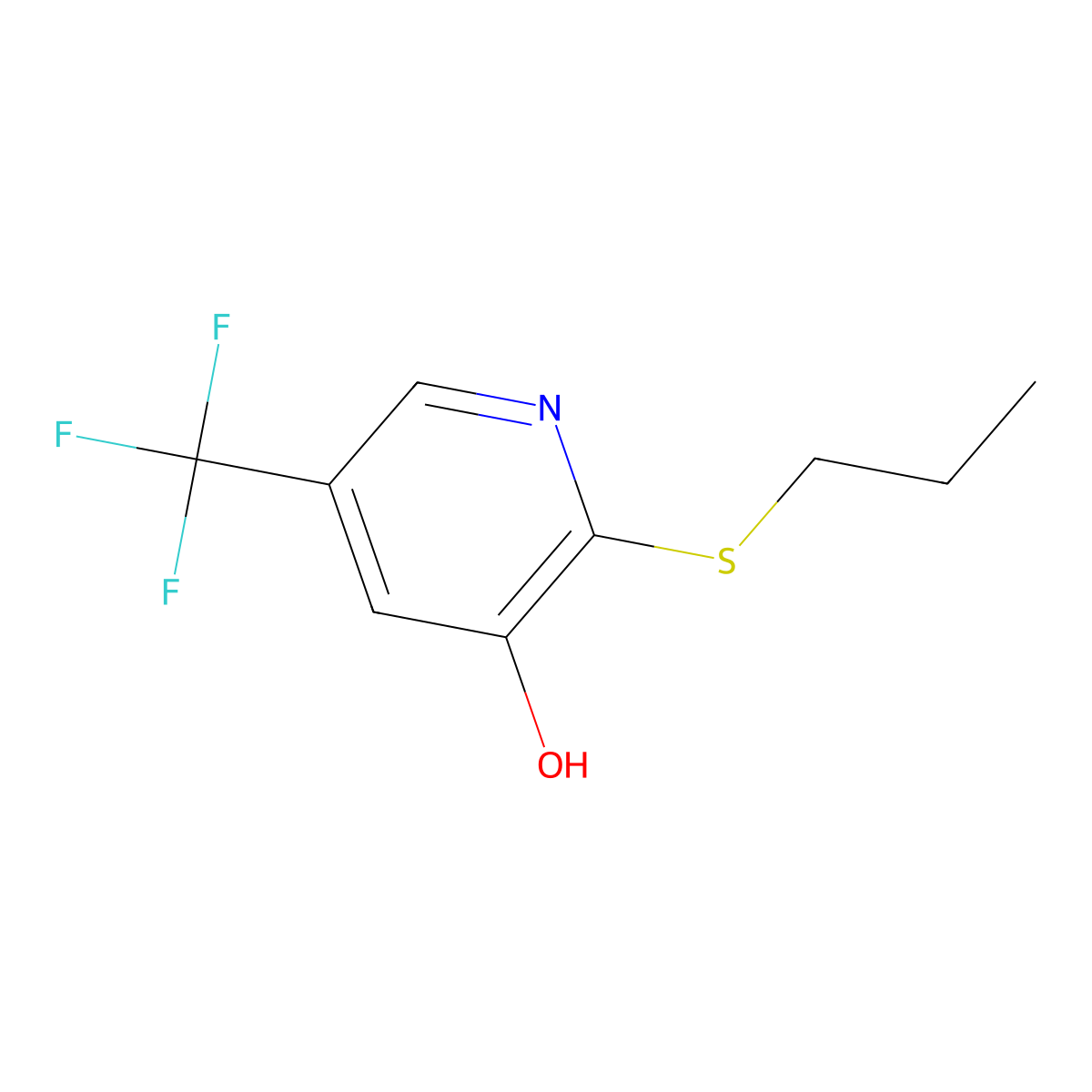 2-(Propylsulfanyl)-5-(trifluoromethyl)pyridin-3-OL molecular structure, CAS 1881290-27-2